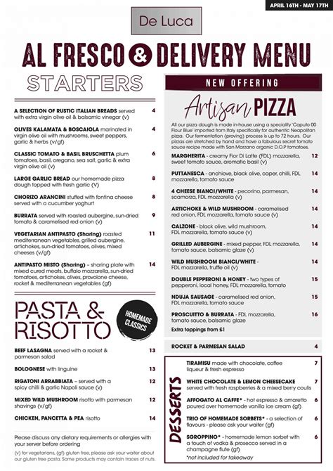 April ’21 Al Fresco Dining | De Luca