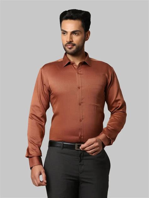 Men Orange Slim Fit Structure Cotton Cut Away Collar Shirts – MyRaymond