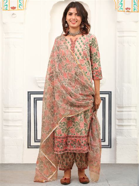 Jashn Aadhya Set Of Kurta Salwar Pants Kota Dupatta – InduBindu