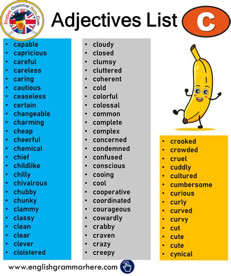 Adjectives That Start With C, Adjectives List - English Grammar Here