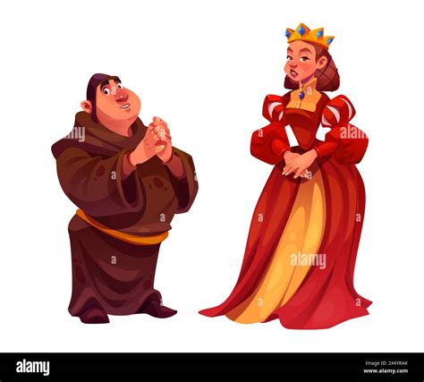 Medieval people vector. Cartoon princess and man from middle age ...