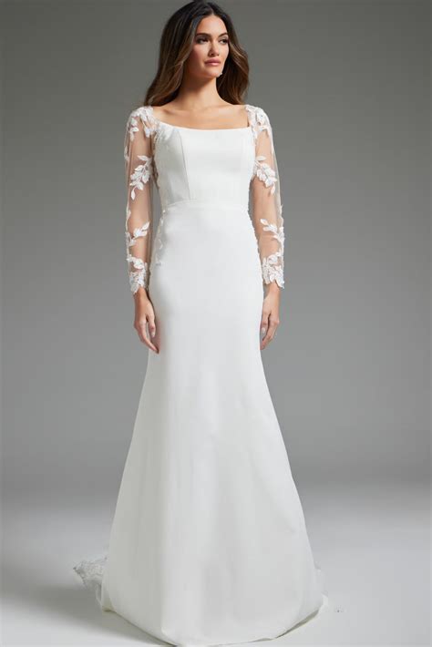 Long Sleeve Sheath Wedding Gown