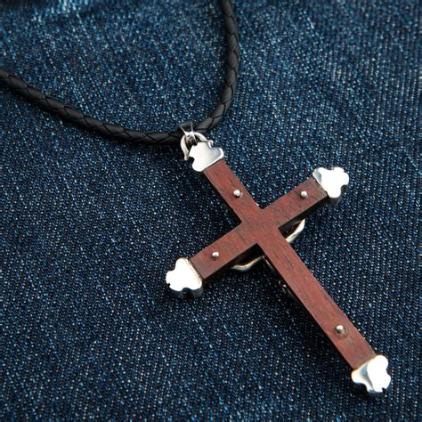 Wooden Cross Necklace For Men