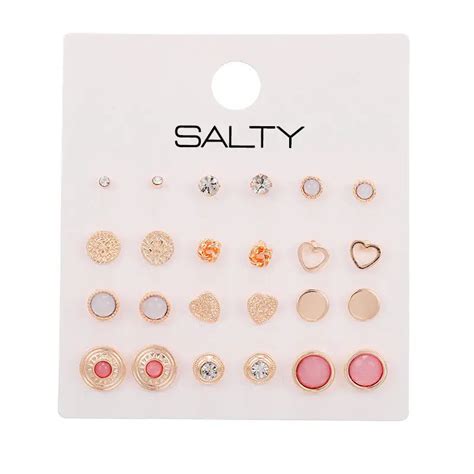Set of 12 Bombshell Pink Everyday Minimalist Stud Earrings | Salty ...