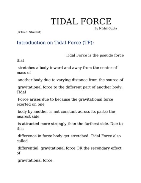 What Is Tidal Force 的图像结果