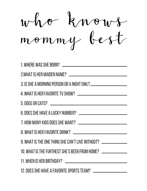 Baby Shower Games Printable