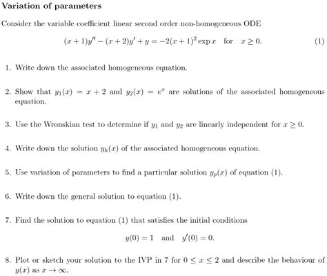 Image result for Variation of Parameters Ode Examples
