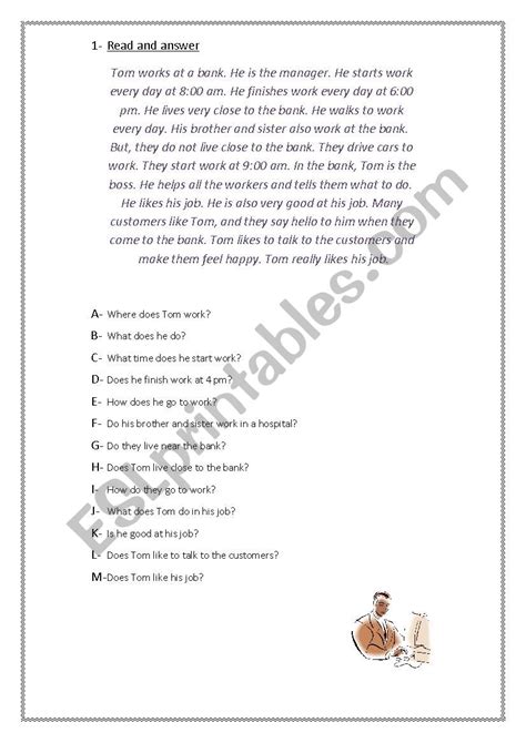 Image result for Reading Comprehension Worksheets Present Simple