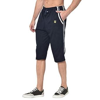 VIMAL JONNEY Cotton Blended Regular Fit Navy Blue 3/4th Capri for Men ...