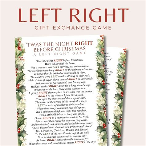 Christmas left right story game printable festive christmas gift ...