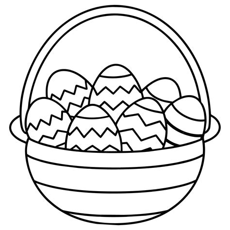 Premium Vector | A black and white drawing of a basket of eggs with a ...