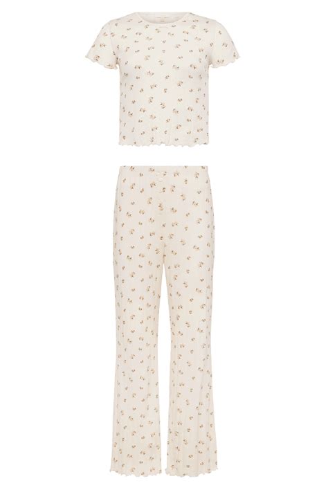 Pointelle Pajama Pant Set | Ditsy Pearl – nuuds
