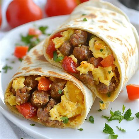 Cheesy Sausage & Egg Breakfast Wraps - Recipes Time