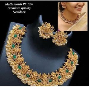 Ganga Creation Alloy Gold-plated Green, Gold Jewellery Set Price in ...