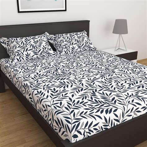 Buy Elements Multicolour Printed Breathable Double Bedsheet Set - 3Pc ...