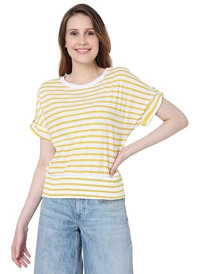 Buy VERO MODA Women's Regular T-Shirt (2608043015_Minion Yellow_S) at ...