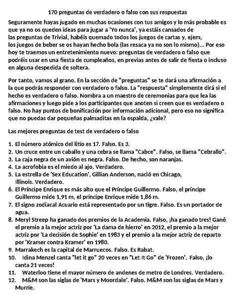 Cuestionario De Verdadero O Falso PREGUNTAS RESUELTAS PARA