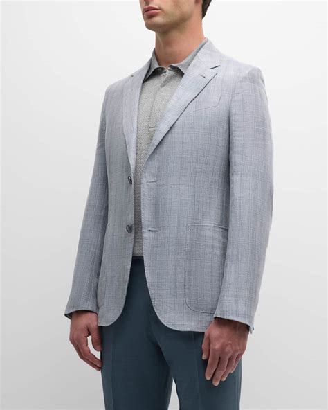 ZEGNA Men's Plaid Linen Sport Coat | Neiman Marcus