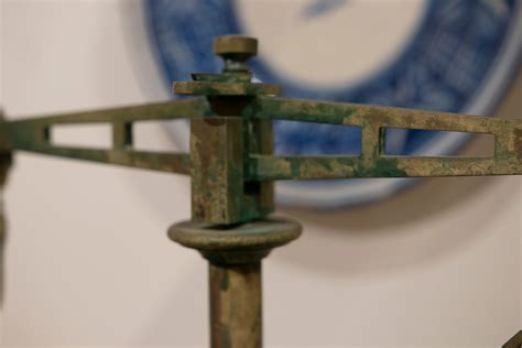 Spanish, Bronze Balance Scale with Green Painted Wooden Stand For Sale ...