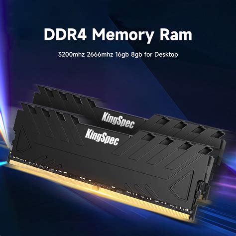 KingSpec Memória RAM DDR4 8GB 16GB 2666MHz 3200MHz Dissipador de Calor ...