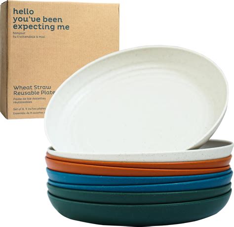 Amazon.com | Nook Theory Deep Dinner Plates Set of 8 - Wheat Straw ...