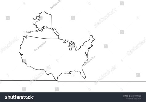 How To Draw The United States Map - Continuous Line Drawing United ...
