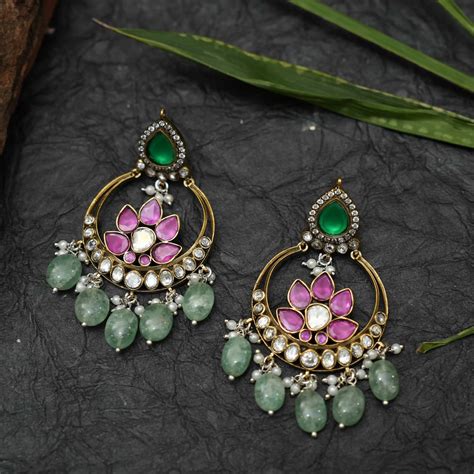 Kundan chandbali Earrings | Polki chandbali Earrings | Trendy Jewellery