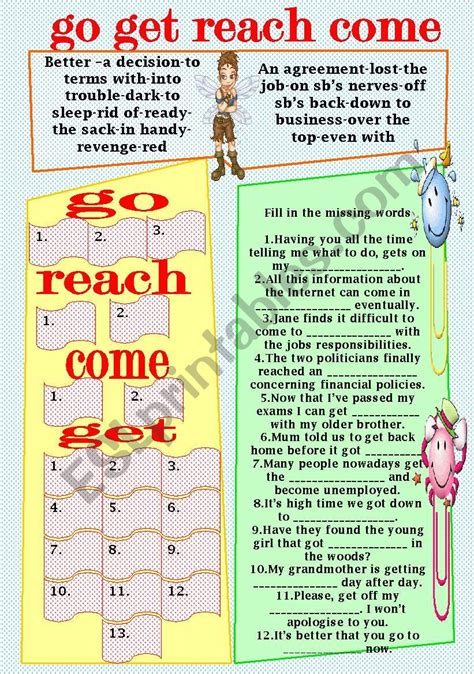 go-get-reach-come - ESL worksheet by LILIAAMALIA