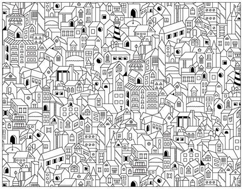 Doodle city buildings doodle art doodling coloring pages for adults ...
