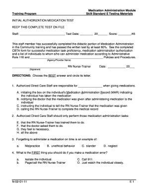 Medication Administration Training Test - Fill and Sign Printable ...