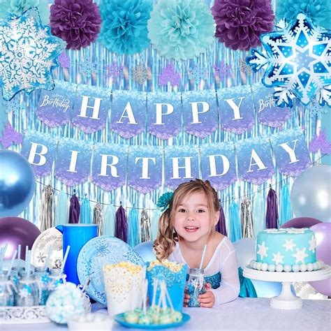 Buy 48 Pieces Frozen Birthday Party Supplies Kit Ice Princess Birthday ...