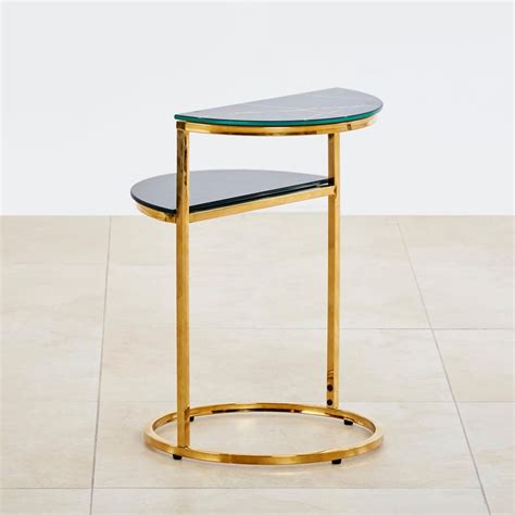 Buy Monarch Tempered Glass End Table - Black and Gold from Home Centre ...