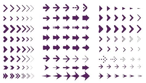A large set of arrows of various shapes right arrow sign | Premium Vector