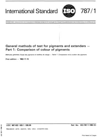 ISO 787-1:1982, General methods of test for pigments and extenders ...