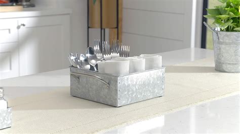Buy Walford Home Galvanized Metal Storage Tray – Rustic Farmhouse Table ...