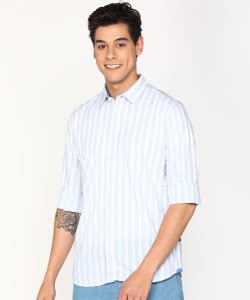 PARX Men Striped Casual White, Blue Shirt - Buy PARX Men Striped Casual ...