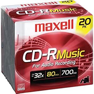 Amazon.com: Maxell CDR-80 MUSIC GOLD Blank Recordable CD, 20 Pack ...