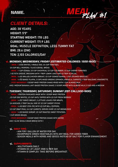 Entry #5 by labanezakariya for Luxury Meal Plan Template Design ...