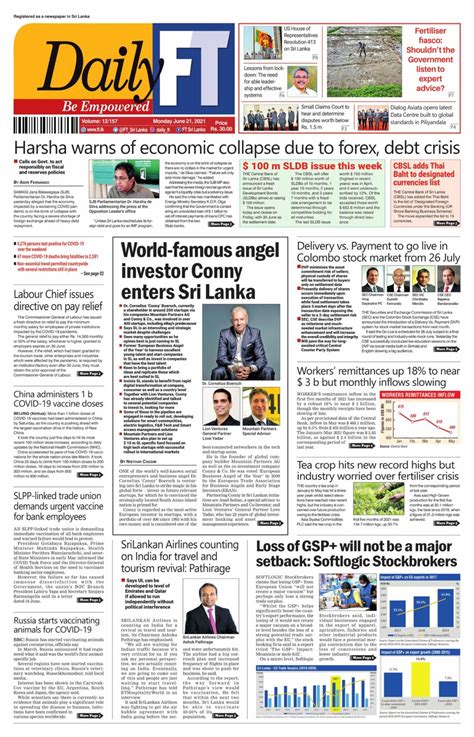 Get digital access to Daily FT - June 21, 2021 issue | Magzter.com