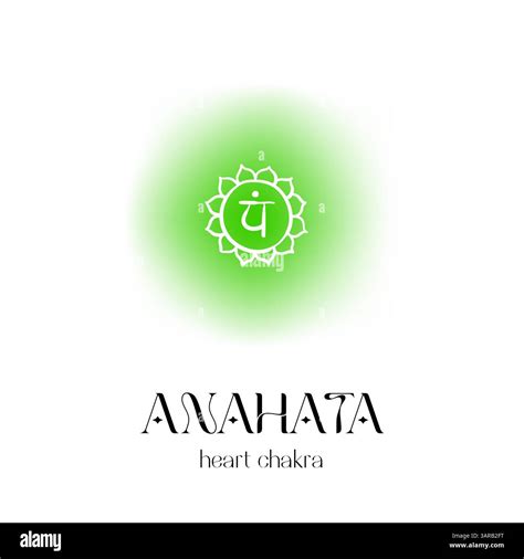 Anahata heart chakra symbol with green aura and sanskrit text Stock ...