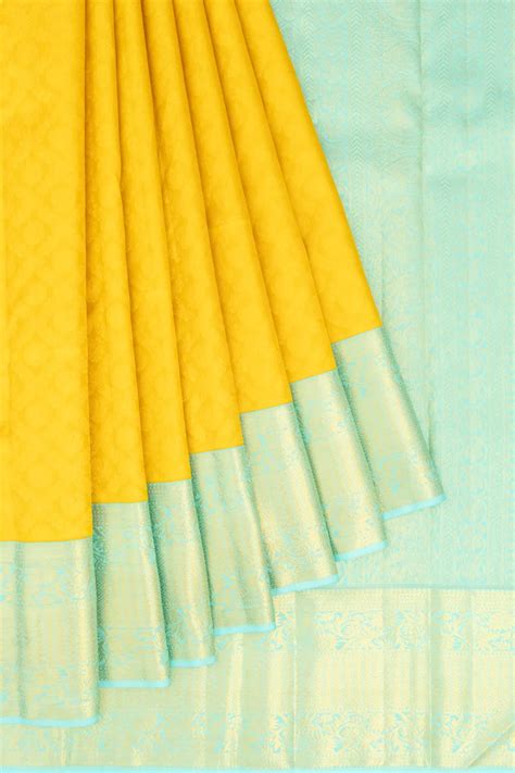 Kanchipuram Silk Brocade Yellow Saree | Kankatala
