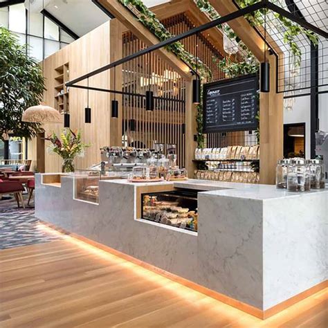 Buy Modern Coffee Shop Counter in Cream Laminate with In-Built Display ...