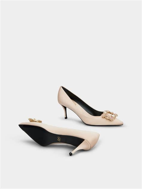 Efflorescence Pumps in satin Pink Woman RVW41417620RS042M014 | Roger Vivier