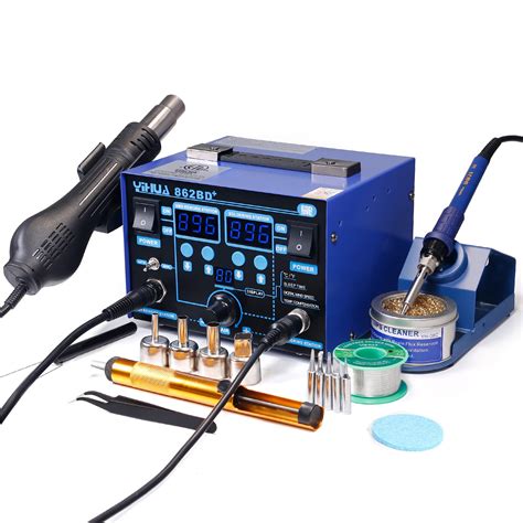 YIHUA 862BD+ SMD ESD Safe 2 in 1 Soldering Iron Hot Air Rework Station ...