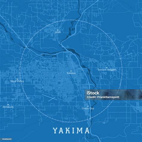 Yakima Wa City Vector Road Map Blue Text Stock Illustration - Download Image Now - Yakima, Map ...