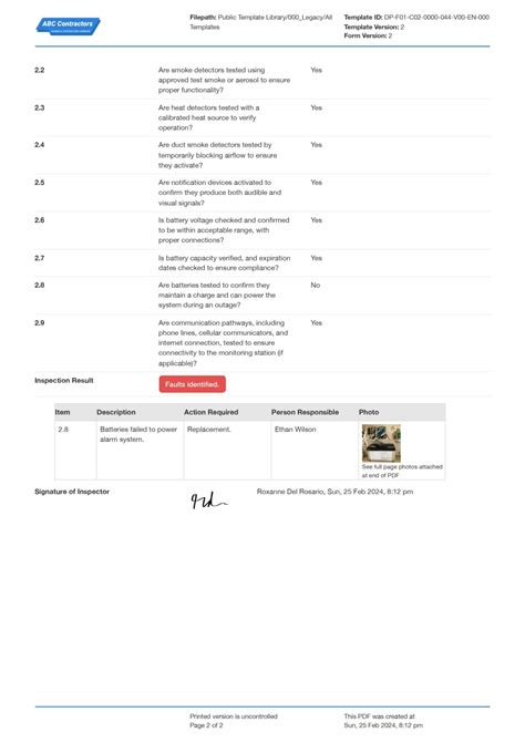 Fire Alarm System Inspection Checklist Template: Free download