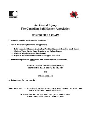 Fillable Online CBHA Claimant's Statement Form. Chartis Accidental or ...