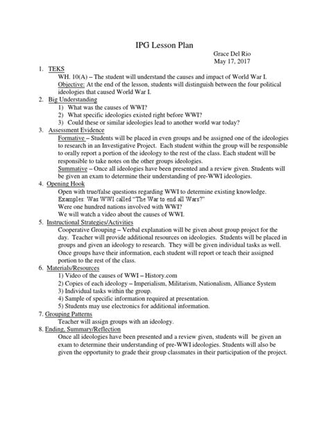 Image result for IUP Lesson Plan Example