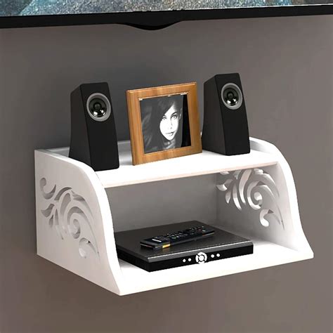 vudy Wooden Set Top Box Wall Shelf for Setup Box|WiFi Router|ac Remote ...