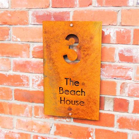 Contemporary Rusty Corten Steel House Sign | Rees Metal Designs